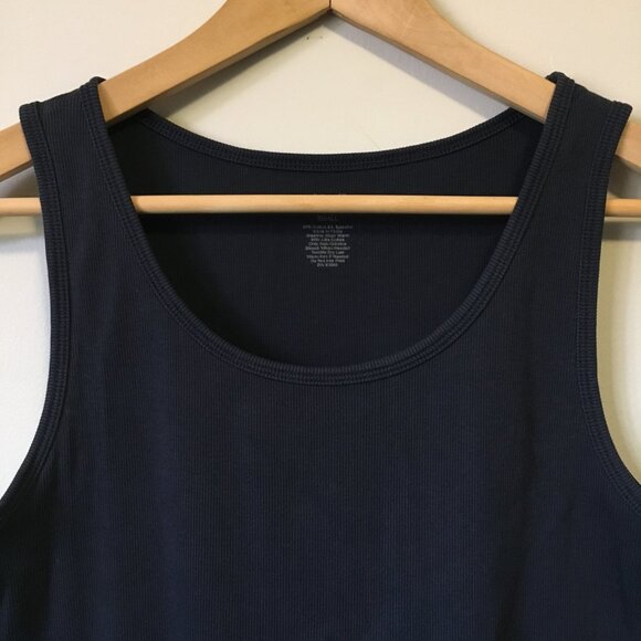 "346" Brooks Brothers Dark Navy Blue Vertical Ribbed Cotton Tank Top - Picture 3 of 11
